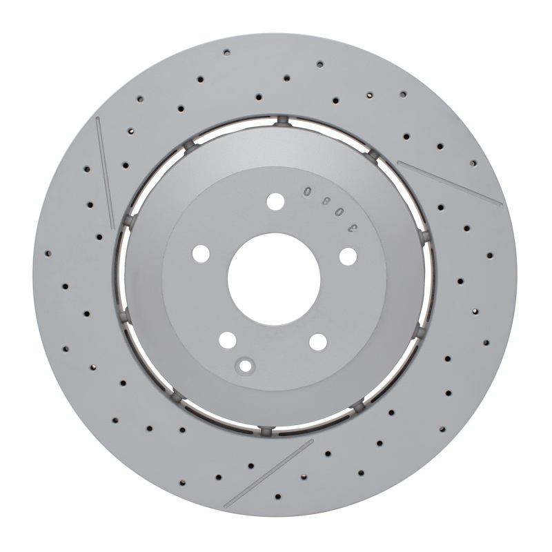 Mercedes-Benz SLK55 AMG Brake Rotor (1) - Front - R1 Concepts - Hi-Carbon Alloy GeoMET Coated Rotor - Drilled & Slotted - `06-`11